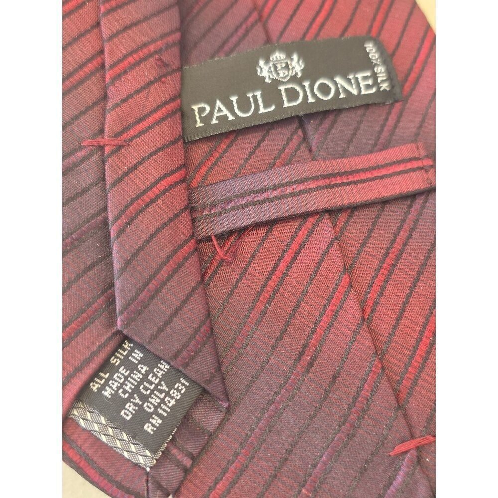 Paul Dione Y2K Bold Burgundy Angled Stripe Tie 4x61 Formal Suit Tie